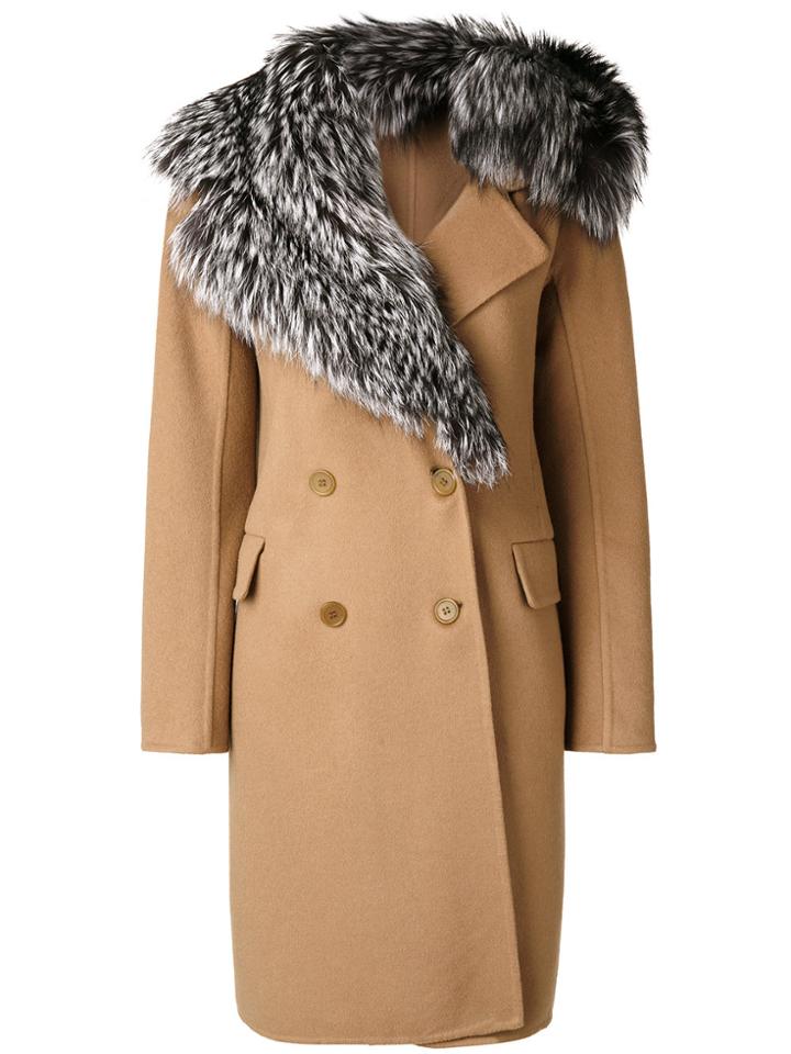 Ermanno Scervino Fur Collar Coat - Nude & Neutrals