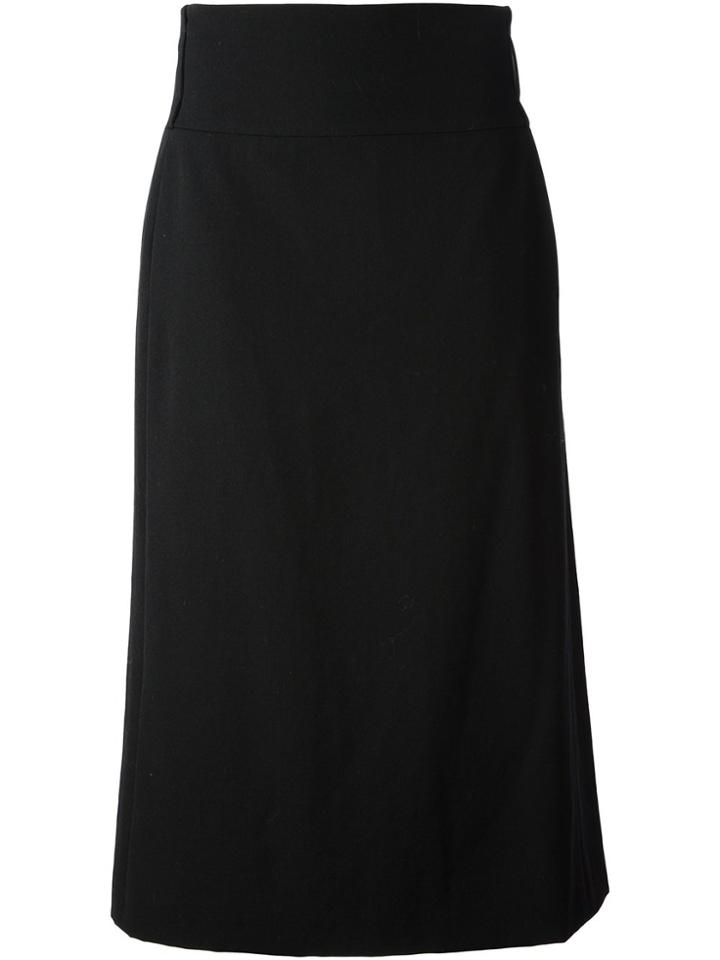 Jil Sander Vintage A-line Midi Skirt - Black