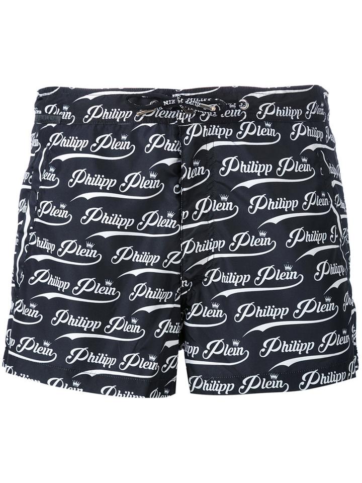 Philipp Plein - Logo Print Swim Shorts - Men - Polyester - L, Black, Polyester