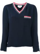Thom Browne Striped V-neck Blouse