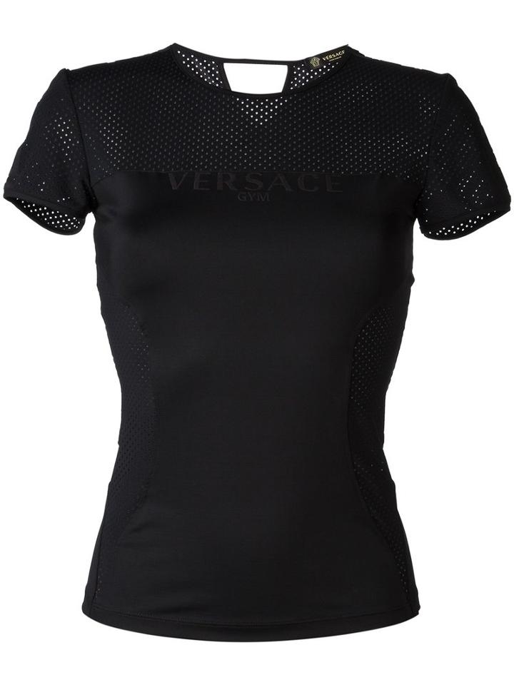 Versace Versace Gym Mesh Panel T-shirt, Women's, Size: 5, Black, Polyamide/spandex/elastane