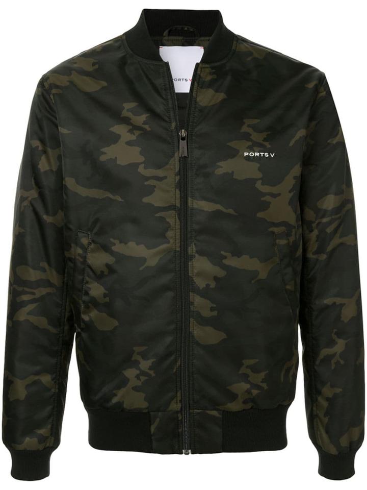 Ports V Camouflage Bomber Jacket - Green