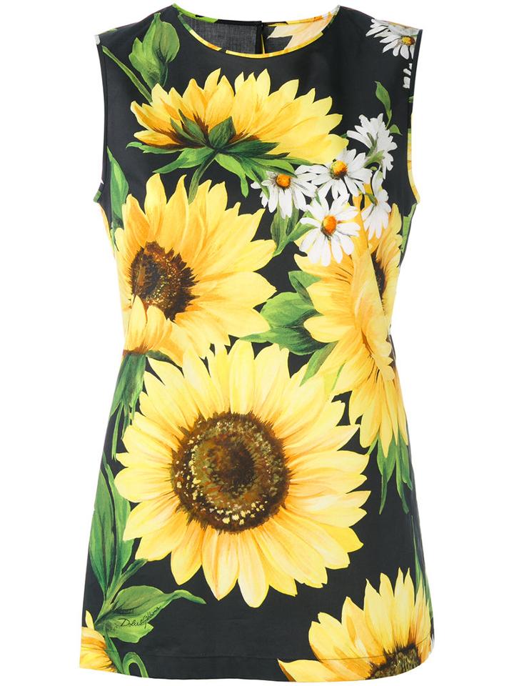 Dolce & Gabbana Sunflower Print Tank Top, Women's, Size: 38, Cotton