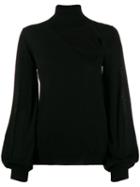 P.a.r.o.s.h. Roll Neck Cut-out Front Sweater - Black