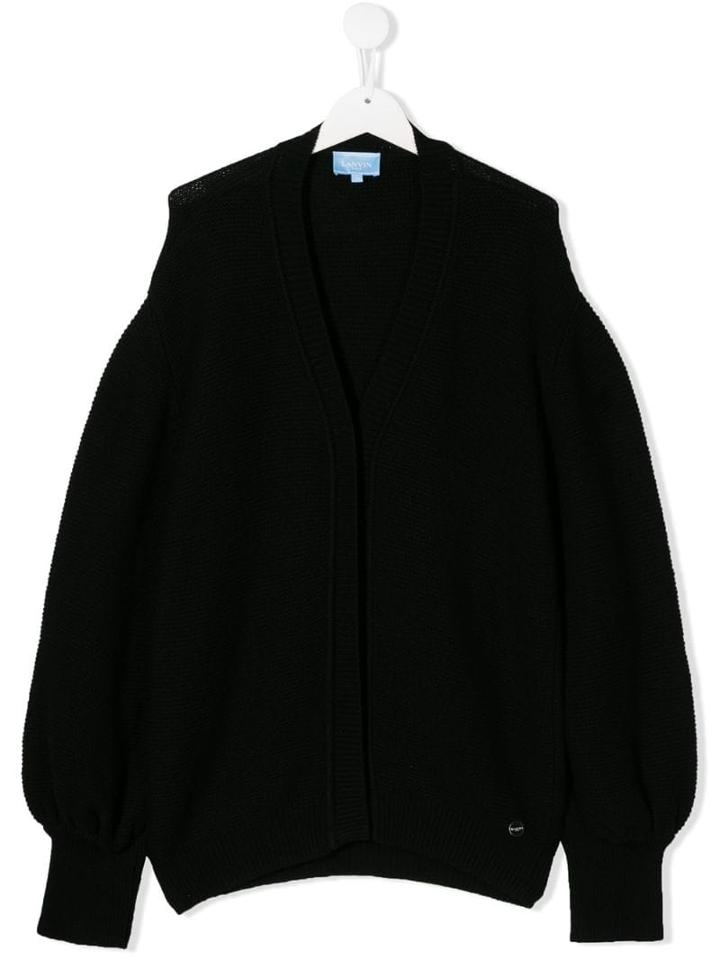 Lanvin Enfant Teen Logo Plaque Cardigan - Black