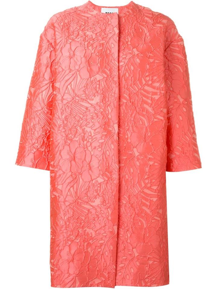 Msgm Floral Motif Coat, Women's, Size: 40, Yellow/orange, Polyester/polyamide/acrylic