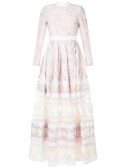 Huishan Zhang Paneled Floral Gown - Pink & Purple
