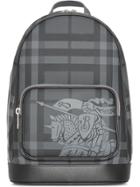 Burberry Ekd London Check And Leather Backpack - Black