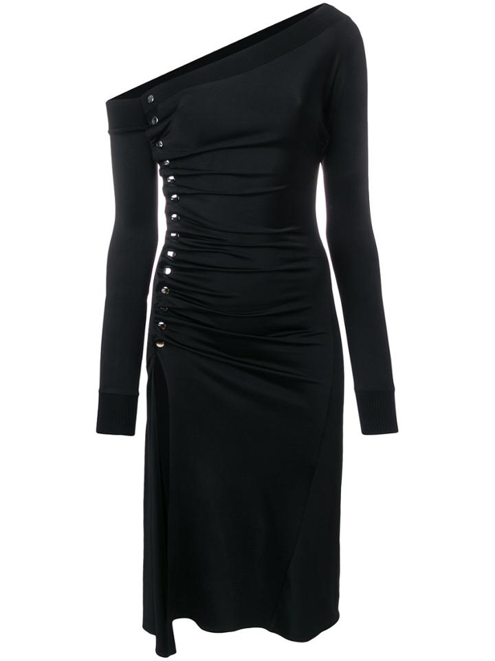 Paco Rabanne Ruched One Shoulder Dress - Black