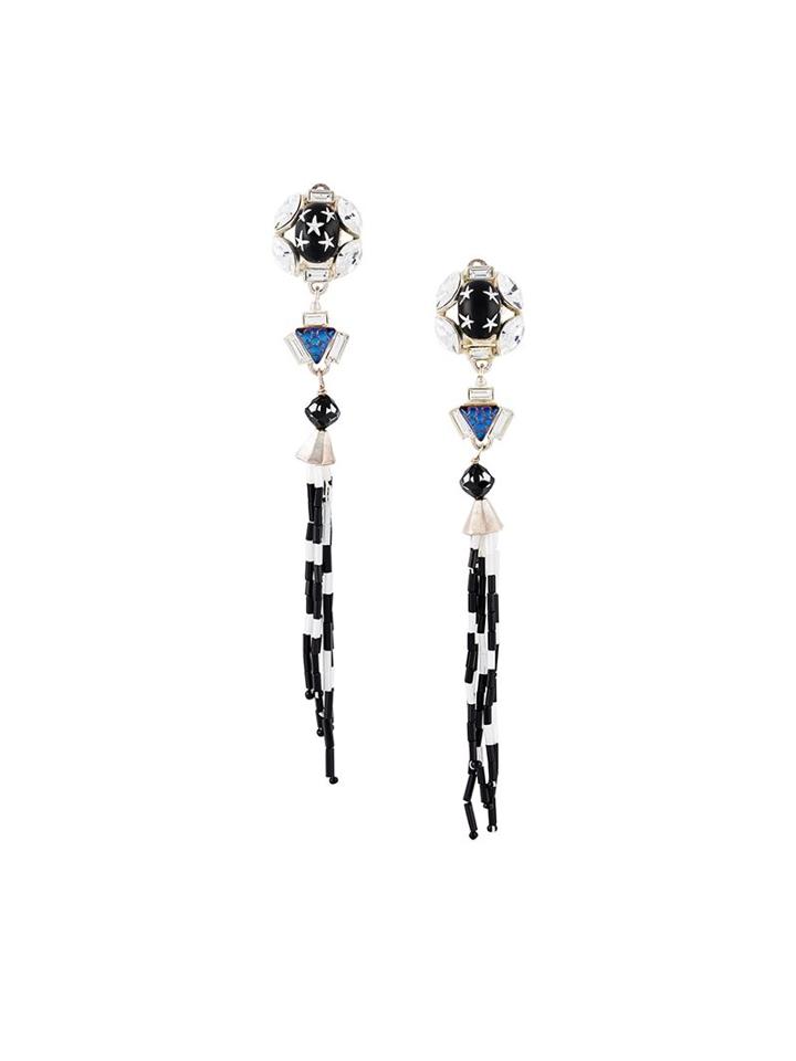 Christian Lacroix Vintage Long Beaded Earrings, Women's, Black