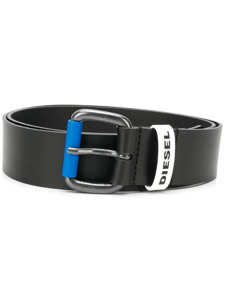 Diesel Leather Belt With Contrast Loop - Black