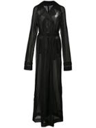 Vera Wang Sheer Maxi Trench Coat - Black