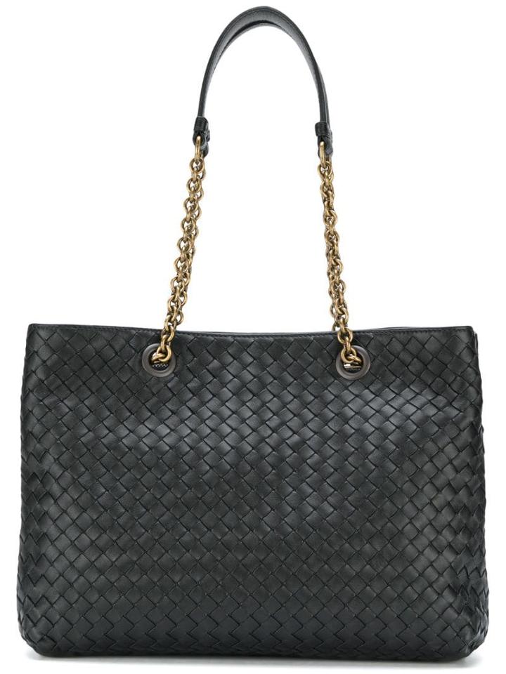 Bottega Veneta Nero Intrecciato Nappa Medium Tote - Black