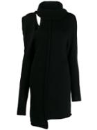 Patrizia Pepe Asymmetric Roll Neck Dress - Black