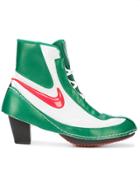 Comme Des Garçons Swoosh Block Heel Boots - Green