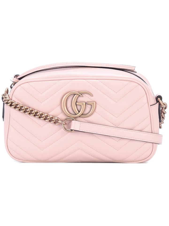 Gucci Gg Marmont Shoulder Bag, Women's, Pink/purple, Calf Leather