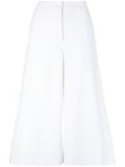 Sara Battaglia - Cropped Flared Trousers - Women - Cotton/polyamide/spandex/elastane - 40, White, Cotton/polyamide/spandex/elastane