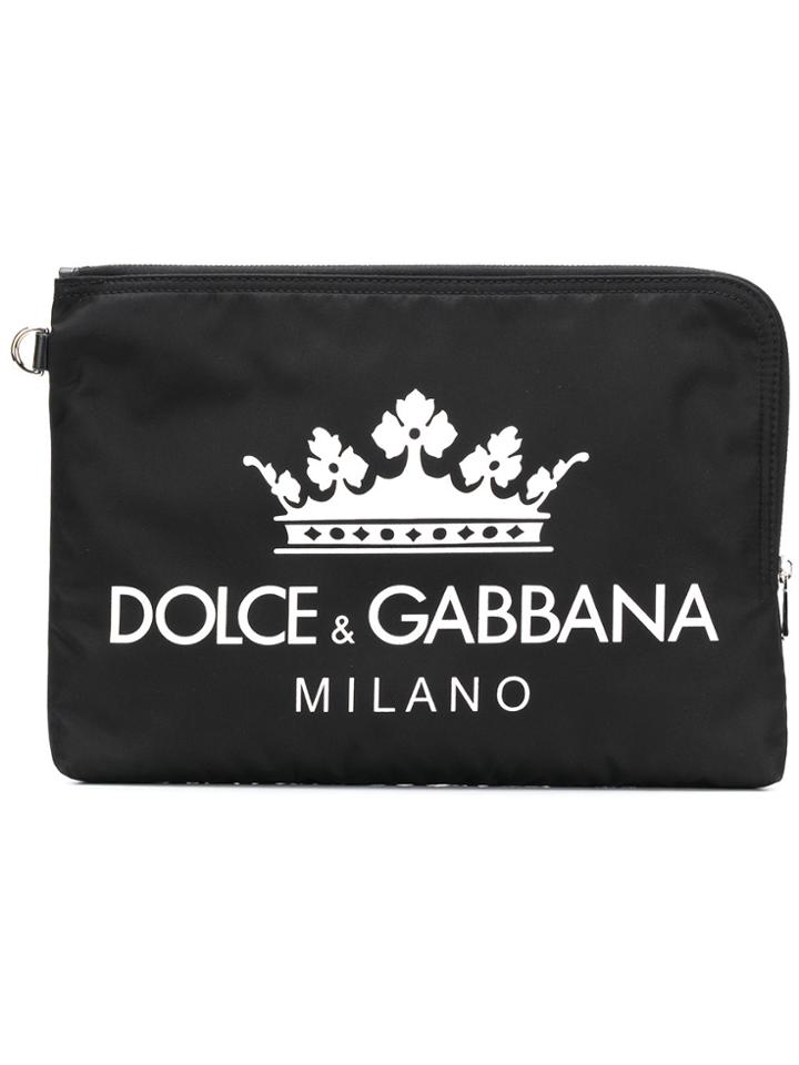 Dolce & Gabbana Logo Print Clutch Bag - Black