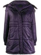 Emporio Armani Single-breasted Hooded Coat - Purple