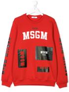 Msgm Kids Teen Logo Patch Sweatshirt - Red