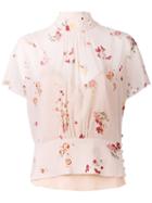 Red Valentino - Floral Blouse - Women - Silk/spandex/elastane - 38, Nude/neutrals, Silk/spandex/elastane