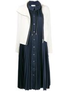 Sacai Contrast Layered Midi Dress - Blue