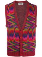 Missoni Pre-owned 1990s Zigzag Knitted Waistcoat - Red