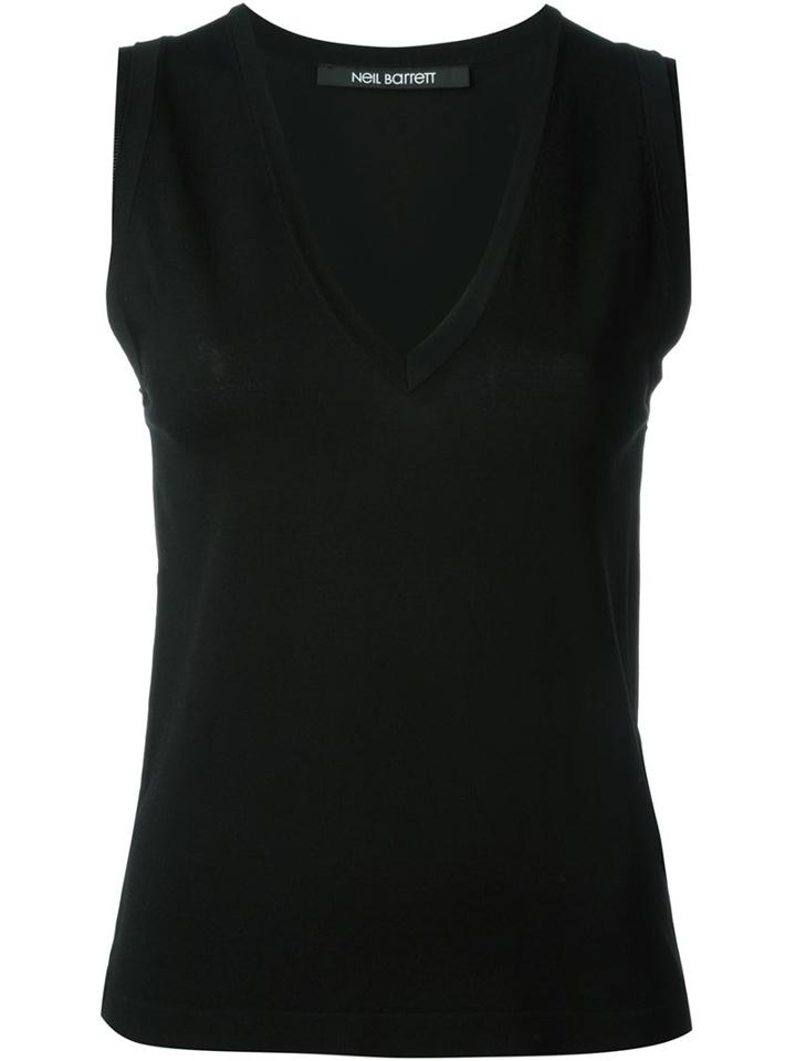 Neil Barrett V-neck Tank Top, Women's, Size: Medium, Black, Viscose/nylon