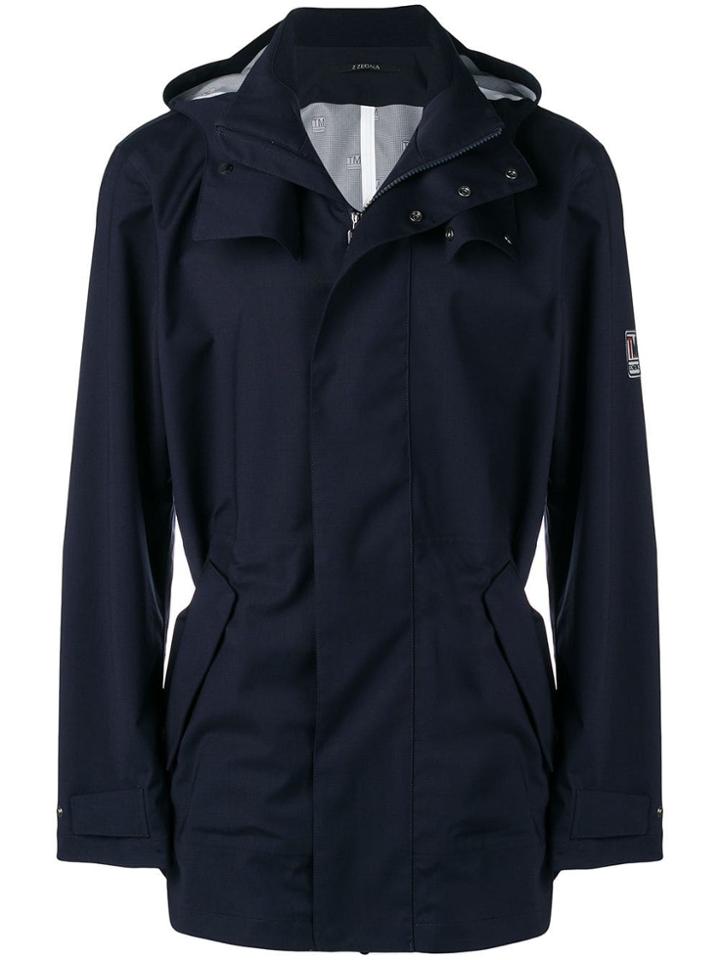 Z Zegna Hooded Trench Coat - Blue