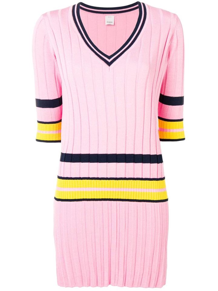 Pinko V-neck Ribbed Long Sweater