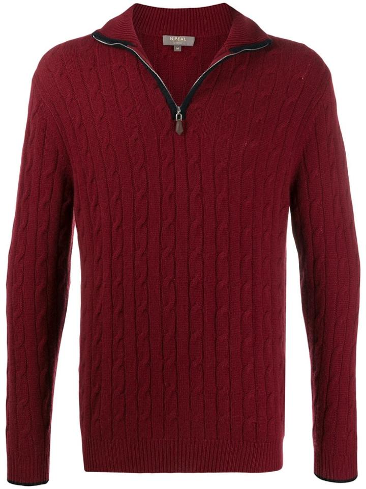 N.peal Cable Half Zip Jumper - Red