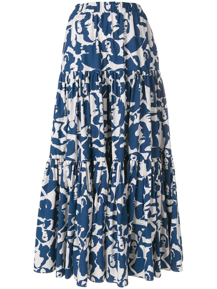 La Doublej Faces Print Skirt - Blue