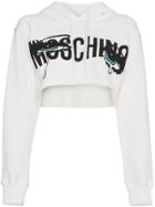 Moschino Cropped Hoodie With Logo - White