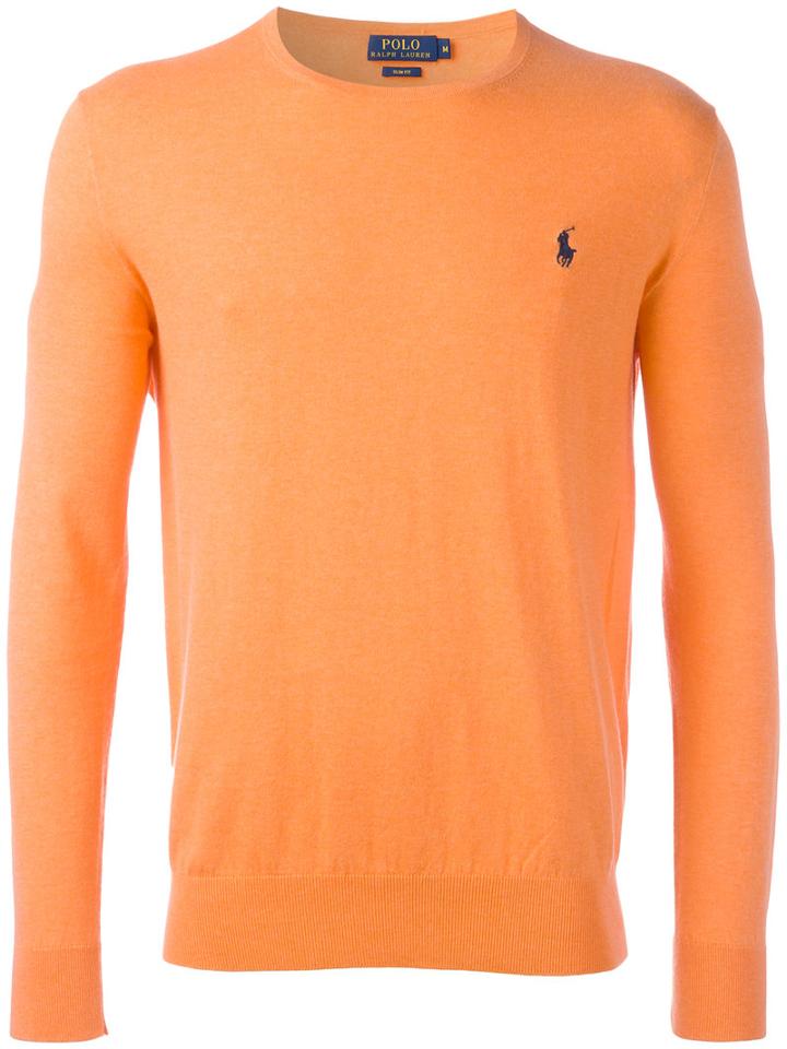 Polo Ralph Lauren Logo Patch Jumper, Men's, Size: Large, Yellow/orange, Cotton/cashmere