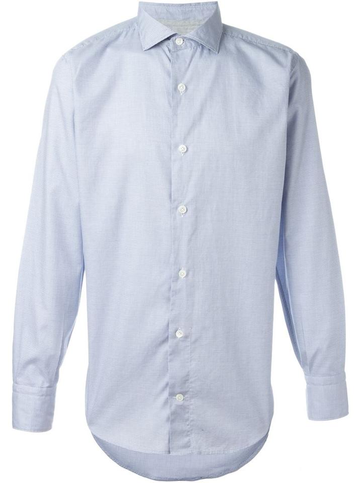 Eleventy Spread Collar Shirt, Men's, Size: 38, Blue, Cotton