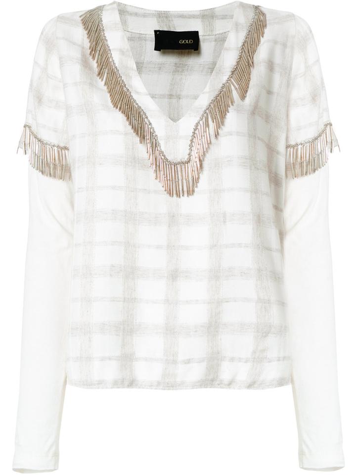 Andrea Bogosian - Plaid Top - Women - Cotton/linen/flax/viscose - G, Grey, Cotton/linen/flax/viscose