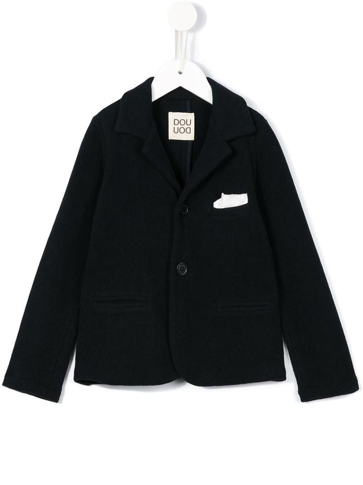 Douuod Kids Pocket Square Blazer, Toddler Girl's, Size: 4 Yrs, Blue