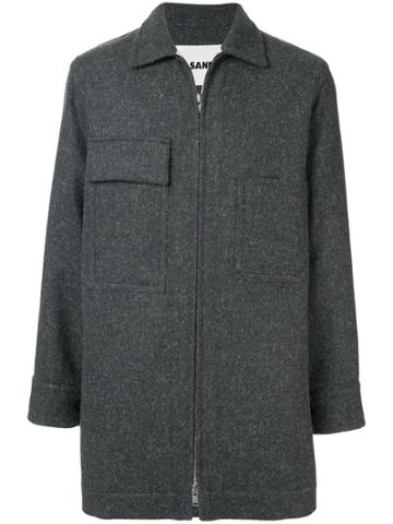 Jil Sander Asymmetric Pockets Zipped Coat - Grey
