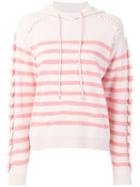 Barrie Fringed Striped Hoodie - Pink