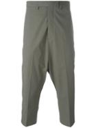 Rick Owens Drop-crotch Cropped Trousers, Men's, Size: 52, Grey, Cupro/cotton/rubber