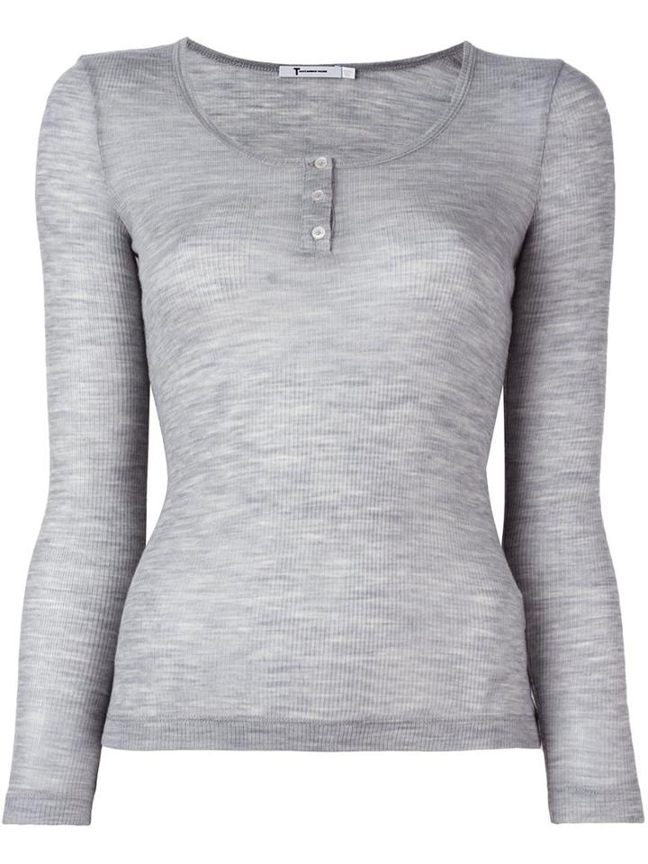 T By Alexander Wang Scoop Neck Henley T-shirt