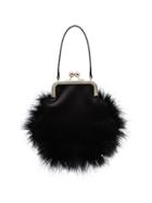 Simone Rocha Feather Embellished Silk Satin Bracelet Bag - Black