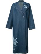 Raquel Allegra Floral Print Denim Trench Coat, Women's, Size: 1, Blue, Cotton