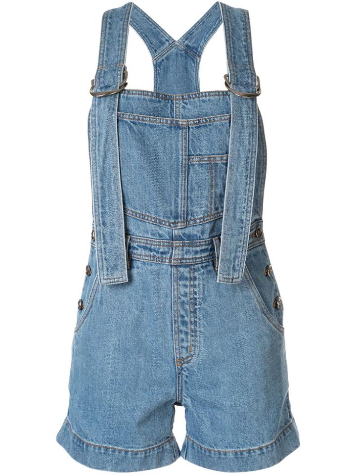 Aje Short Denim Overalls - Blue