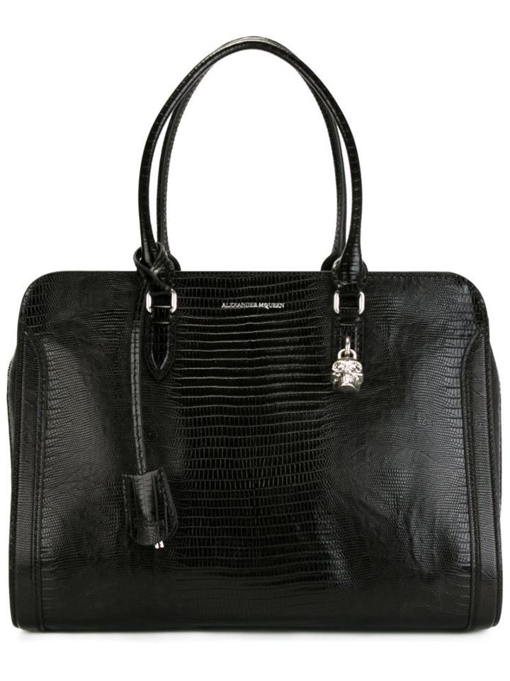 Alexander Mcqueen Padlock Zip Around Tote, Women's, Black, Calf Leather