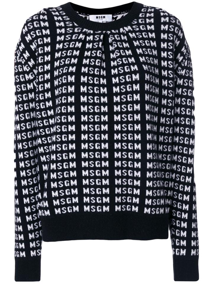 Msgm All-over Logo Sweater - Black