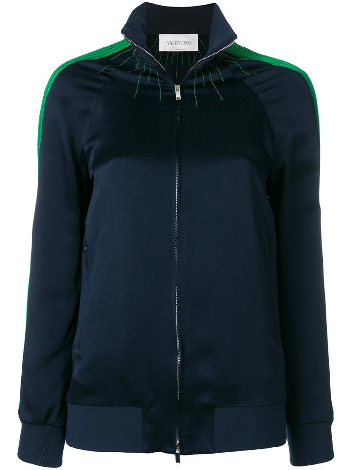 Valentino Vltn Techno Contrast Stitched Track Jacket - Blue