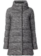Herno - Tweed Padded Coat - Women - Cotton/polyamide/polyester/virgin Wool - 38, Black, Cotton/polyamide/polyester/virgin Wool