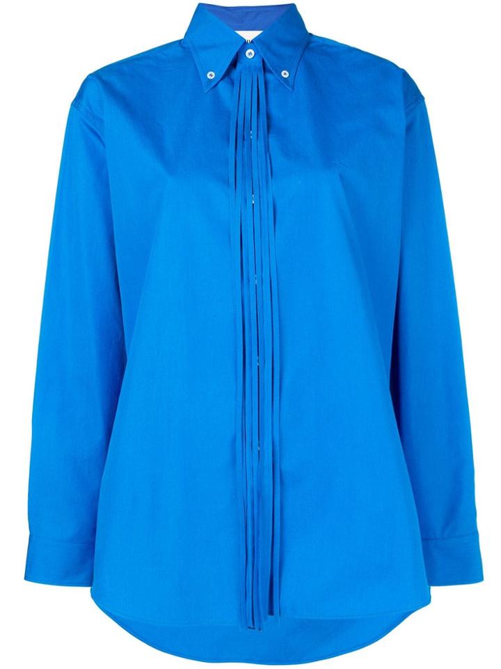 Ports 1961 Fringe Detail Collared Shirt - Blue