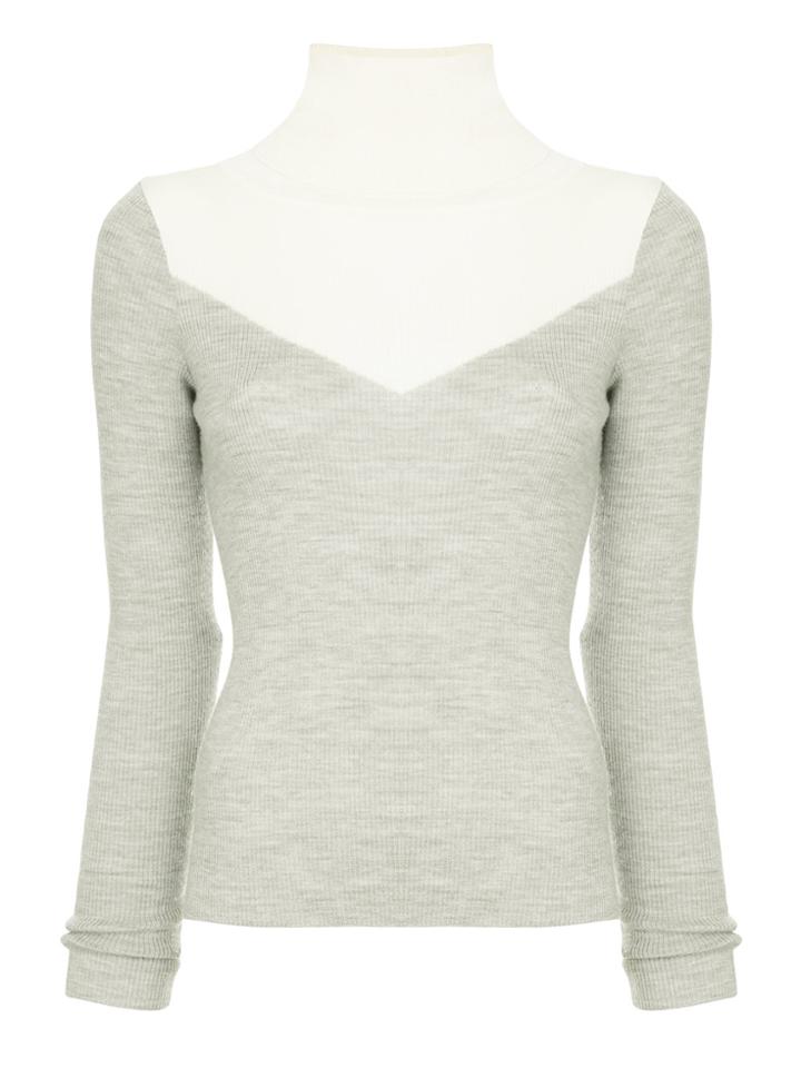 Tu Es Mon Trésor Panelled Turtleneck Sweater - Grey
